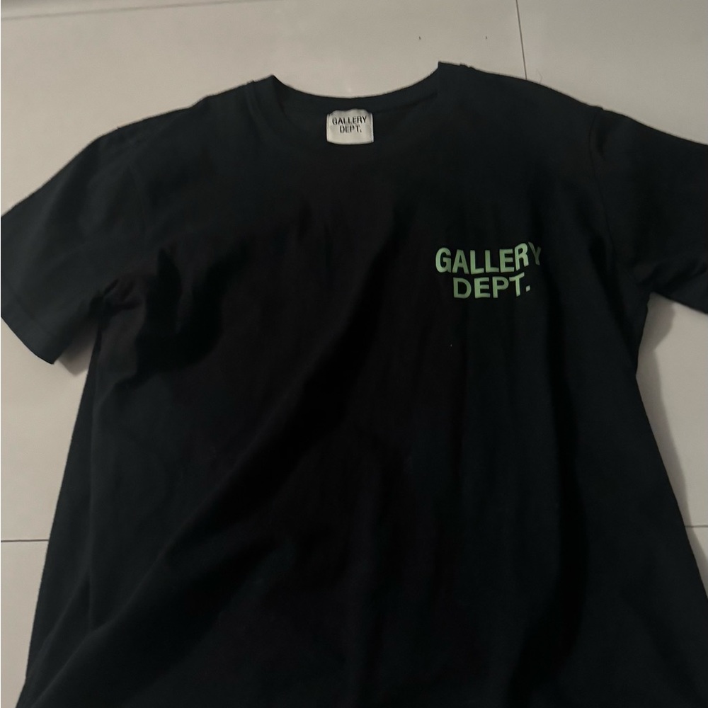 Gallery Dept Black Tee with Green Text